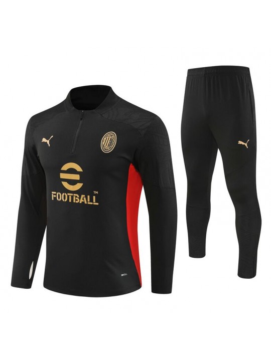 Chandal Entrenamiento AC Milan (Hombre/Niño) Negro 24/25 + Pantalones