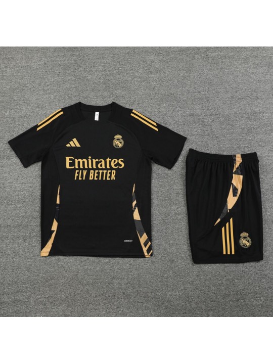 Camiseta Real M adrid Pre-Match 24/25 Negra (Hombre/Niño) + Pantalones