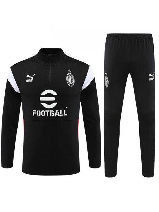 Chandal Entrenamiento AC Milan 2023-2024 Negro (Hombre/Niño) + Pantalones