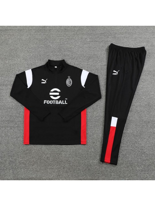 Chandal Entrenamiento AC Milan 2023-2024 Negro (Hombre/Niño) + Pantalones