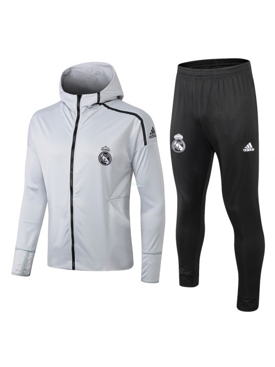 Chándal Real Madrid 2018/2019 Con Capucha Gris Plata