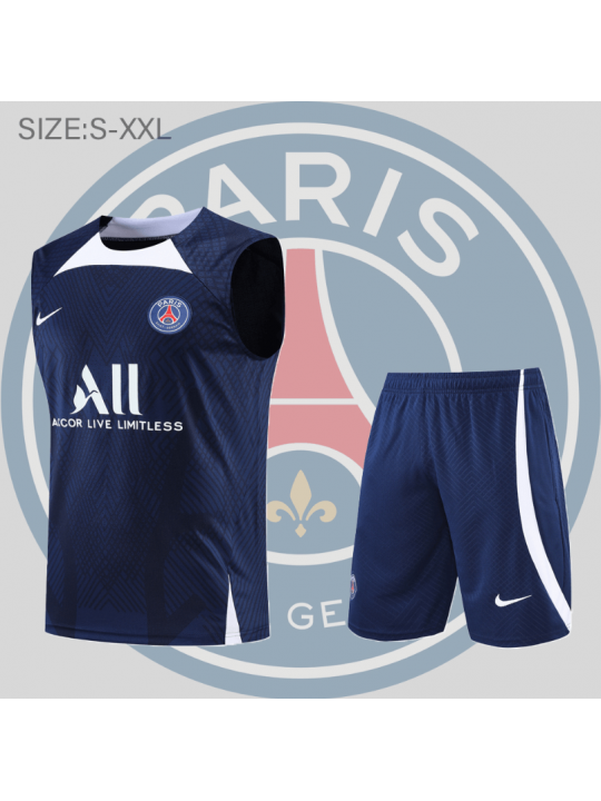 Camiseta De Fútbol Sin Mangas PSG Pre-Match 22/23 Navy + Pantalones