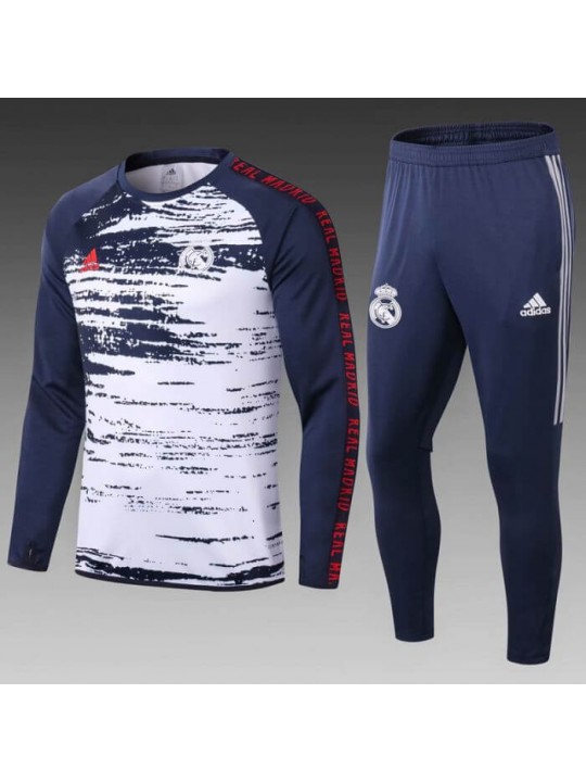 Sudadera De Calentamiento Real Madrid 2020/2021 Blanco Marino